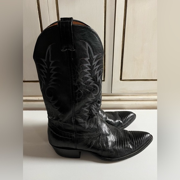 Men's Nocona USA Black Leather Pointed Toe Western Cowboy Boots Size 10